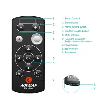 AODELAN ML-L7A Bezdrôtové Kamery Diaľkové Ovládanie Diaľkové Spúšte Uvoľnenie pre Nikon Z50, P1000, B600, A1000, P9, Nahrádza Nikon ML-L7