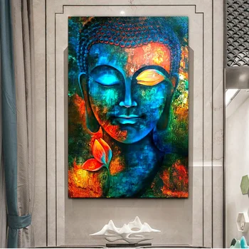 Buddha Obrázky Abstarct Farebné Plagáty Plátno na Maľovanie na Stenu Umenie Pre Obývacej Izby Vstup Spálňa Moderné Dekorácie Č RÁM
