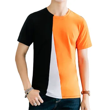 BROWON Značky Man T Shirt Lete Roku 2020 Krátky Rukáv Farba Patchwork O-krku Mäkké Slim Fit Mužov Tričko Bežné Tee Topy