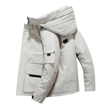 AIRGRACIAS 2020 Zimné parkas nové pánske kabát s kapucňou teplé muži biele kačacie nadol bunda módne muž oblečenie