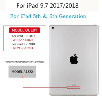 Prípad tabletu Apple iPad 9.7 2017 2018 5. 6. Generácie A1893 A1954 Kožené Magnetické Prípade Auto Wake＆Spánku Smart Cover