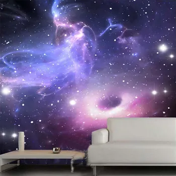 Vlastné Nástenné 3D Izba Tapety Európsky Štýl Galaxy Cloud nástennú maľbu Fluorescenčné Tapety Obývacia Izba Gauč Pozadie Domova