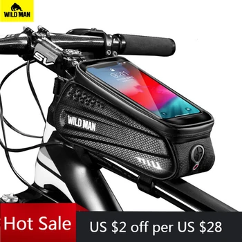 WILD MAN Cyklistické tašky Rainproof MTB Bicykel Predné Lúč Dotykový Telefón Taška 6.5 Palcový Cyklistika Top Tube Taška na Riadidlá Bike Príslušenstvo