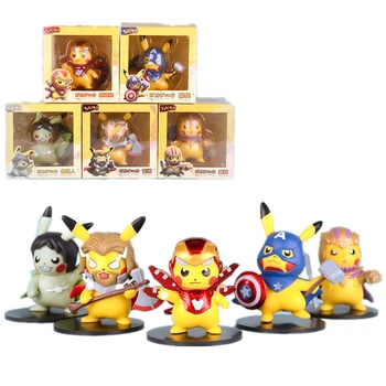POKÉMON Pikachu Cosplay Iron Man, Thor MCU Pocket Monster Poké Model Akcie Obrázok Halloween darček Jeden Kus Hračky Pre Deti darček
