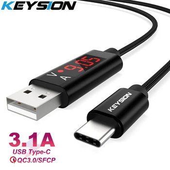KEYSION USB Typu C Digitálny Displej Kábel pre Samsung S10 Rýchle Nabitie Typ-C Telefón Nabíjanie Drôt USB C Kábel pre Xiao mi9 note7