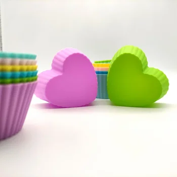 6pcs silikónové muffin poháre pečenie sylicon formy srdce námestie cupcake formy pekáreň nástroje, formy de kremíka tortu pečenie príslušenstvo
