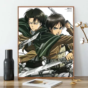Útok na Titan Plagáty a Potlačou Klasické Japonské Anime Plátno na Maľovanie Levi Jaeger Wall Art Obrázky pre Obývacia Izba Dekor