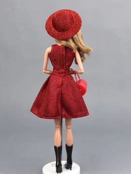 Šaty + taška + topánky + klobúk / Červená Bling Šaty Večerné Šaty Oblečenie Oblečenie, Doplnky Pre Detské Hračky Xinyi Kurhn Bábika Barbie