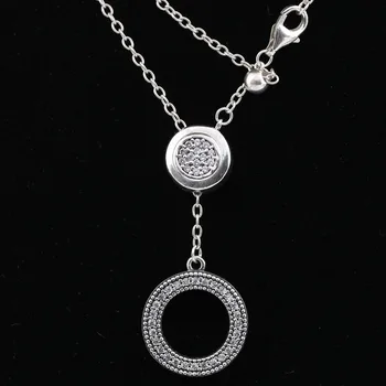 Pôvodné Logo Podpis Kruhu Posuvné S Krištáľovo Náhrdelník Pre 925 Sterling Silver Náhrdelník Ženy, Svadobné Diy Európe Šperky