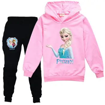 Disney Baby, Dievčatá, Deti Hoodies Sady Deti Móda Cartoon Mrazené Elsa Tlač Svetre Oblečenie Nosiť Batoľa, Dieťa, Dievča Oblečenie