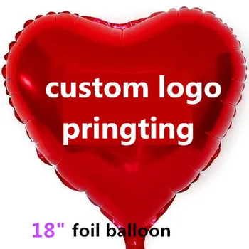 18-palcové Vlastné fóliové balóniky Hélium balón srdce tvar fólie ballon Reklamné logo tlač W45cmxH45cm 50pcs