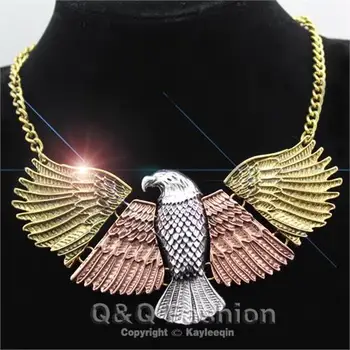 Vintage Veľké Flying Eagle Hawk Egypt Vyhlásenie Robustný Choker Golier Bib Náhrdelník Šperky 2020 Nové