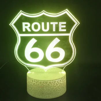 Route 66 Led Nočné Svetlo na spoločenské Domáce Dekorácie Gadget Bude Rogers Diaľnici Deti Spálňa 3D stolná Lampa Smart Phone Control