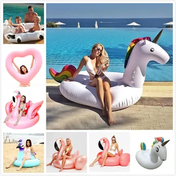 Obrie Kvetina Tlače Swan Nafukovacie Float Pre Dospelých Pool Party Hračky Zelená Flamingo Jazdiť Na Vzduch Matrac Plávanie Krúžok boia
