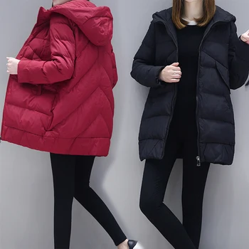 2020 Nové Módne Zimné bundy a kabát Nadol Bunda s Kapucňou Bavlna Kožušiny Golier kabáta Ženy Teplé Outwear Plus Veľkosť
