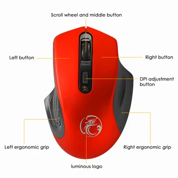 2,4 GHz Bezdrôtová Myš Optická Myš + Mini smart USB Prijímač pre Notebook PC Počítač 800-1200-1600 dpi) Červená Zelená Čierna Sivá