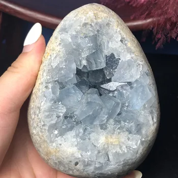 Prírodné celestite geode quartz klastra vzor Modré Spar Otvor Geode Drahokam uzdravenie