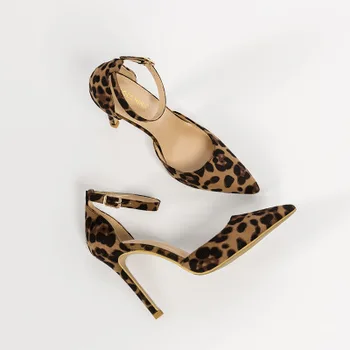 2020 Sexy Leopard dámske Topánky na Vysokom Opätku 6-10 CM Elegantné Office Čerpadlá Topánky Ženy Sandále Tlač Ukázal Prst Luxusné Dvojhra Topánky