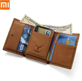 Xiao Mužov, ženy krátke Cowhide kožené peňaženky RFID anti-theft kefa Multifunkčné retro trend držiteľa karty Mince Kabelku