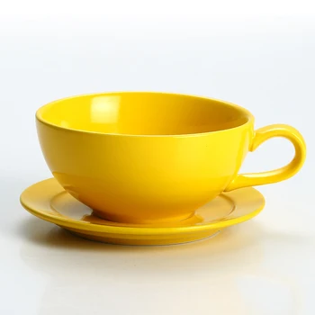 Nový Dizajn, Farebné Kávový Set Kávu, Pohár a Tanier Underglazed Nízke Procelain Cappuccino Latte Pohár 250ml