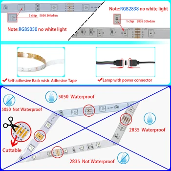 LED Pás Svetla Bluetooth Ovládanie Led RGB 2835 Vodotesný Flexibilný pás s nástrojmi DC12V 5M 10 M 15M Vianočné WiFi dc svetlo LED