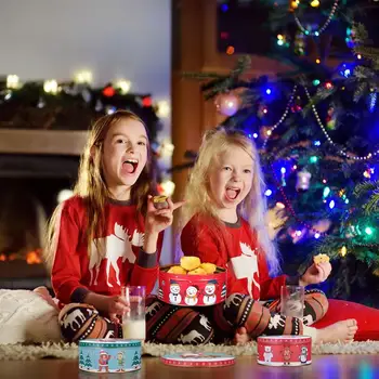 3ks Vianočný Darček Prípade Candy Plechovky Plech Cookie Plechovky Cukríky, Keksy Liečbu Boxy Kolo Cookie Jar Candy Úložný Box