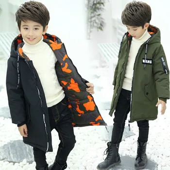 Chlapci Dve Strany Nosiť Kabát Zimný Kabát pre Chlapcov s Kapucňou 2020 Nové Deti Kamufláž Hrubé Bunda Dieťa v Teple Bavlna Čalúnená Coats