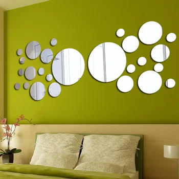 26PCs/Set DIY 3D kolo stereo zrkadlo domáce dekorácie samolepky na stenu obývacia izba, spálňa pozadí dekorácie, nástenné zrkadlo