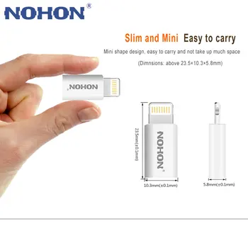 2 KS NOHON USB Adaptér 8pin Pre Mikro Konektor Nabíjačky Pre iPhone 7 6 6 Plus 5S 5C 5 iPad Mini Vzduchu iPod Rýchle Nabíjanie Dátový Konektor