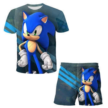 2020 Deti Oblečenie Chlapci Cartoon Sonic the Hedgehog Oblečenie Baby Dievčatá v Lete Tees Vyhovuje 4-14 Rokov Deti Oblečenie T-shirt Šortky