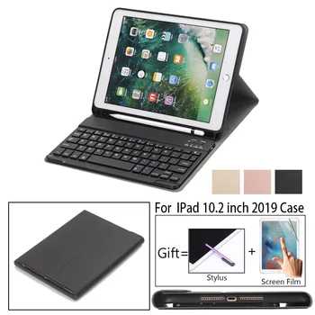 Pre iPad 7 7. Gen 10.2 2019 Bluetooth Klávesnicu, Kožené puzdro, Ceruzky Držiak Pre iPad Air3 10.5 palcový 2019 Bluetooth Klávesnica