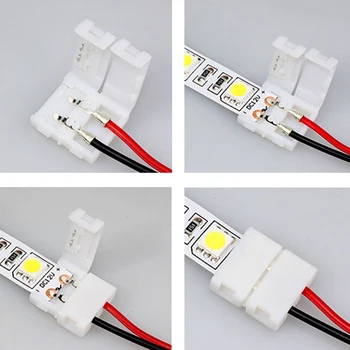 8 mm LED Pásy Svetla Konektory KitsConnector a 10PCS 2 Pin 8 mm Široký LED Solderless Pripojiť Drôt pre 3528 / 2835 Jednej Farby