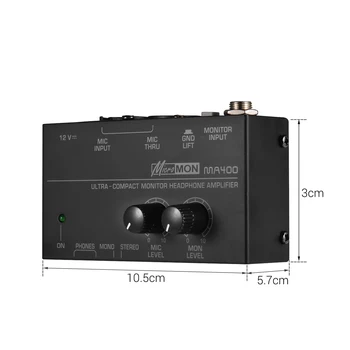 Ultra-Kompaktný Monitor Slúchadlový Zosilňovač Zosilňovač s XLR Vstup pre Mikrofón 6.35 mm Monitor Vstup 6.35 mm a 3,5 mm konektor pre Slúchadlá