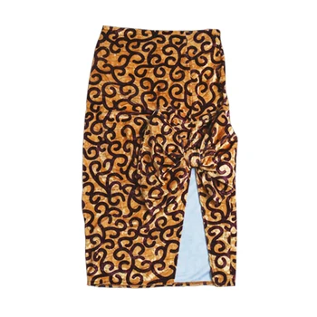 Ženy Sexy Vysokej Štrbinou Leopard Tlač Sukne s Veľkým Luk Vysoký Pás Velvet Ceruzku Sukne Bodycon Elastická Zlatá Sukne 2020 Strany Klubu