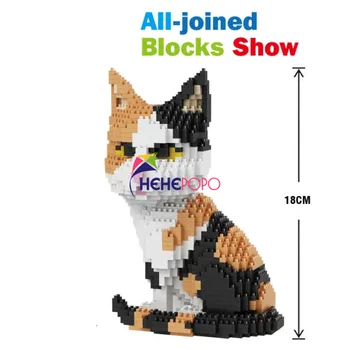 Kreslených Mačka Blok Micro Sedí Leží Trasie Chôdza Model Blok Budovy, Tehla Hračka Mačka Model pre Deti
