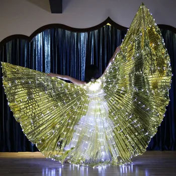 Svietiace Biele Svetlo Zlato ISIS Anjel Krídla Led Motýľ, Brušný Tanec Kostým pre Dámske Bellydance Výkonnosť, Tanec Príslušenstvo