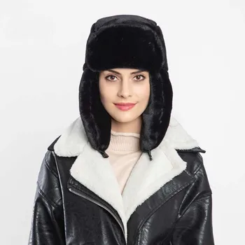 Doit Zimný z Imitácie kožušiny bombardér klobúky, čiapky pre Snowy deň Vetru Hrubé teplé ochranu krku ženy ruskej ushanka klobúk