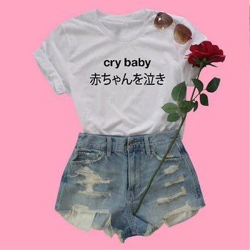 Crybaby Japonský T-Shirt babygirl harajuku tričko grunge estetické tee 90. rokov módne ženy goth topy rozbité sny klub tričko