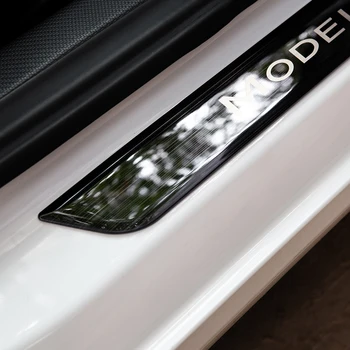 Model3 Dvere, Parapetné Dekorácie Zábal Kryt Pre Tesla Model 3 Príslušenstvo Pedál Ochrany Pásy 2020 Model Troch Uhlíkových Vlákien