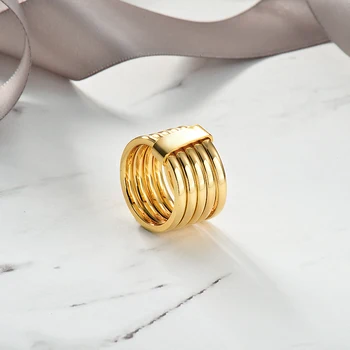 Baoyan Vintage Zlaté Snubné Prstene Dámske Multi Vrstvený Titán Široký Zásnubné Prstene Jednoduché Veľké Nehrdzavejúcej Ocele, Prstene Pre Ženy