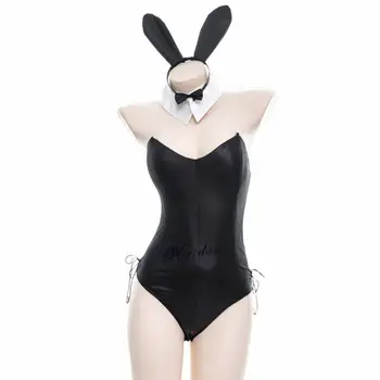 Sexy Žena Roztomilý Zajačik Dievča Faux Kožené Textílie Králik Žena Jumpsuit Nastaviť Anime Sakurajima Mai Kawaii Cosplay Kostým Bunny