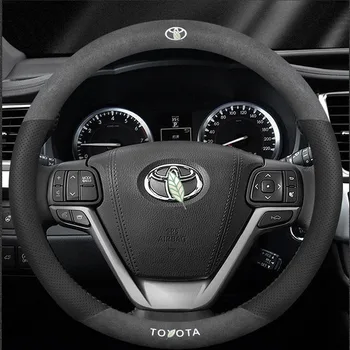 Pre Toyota 3D Laserové Logo Hovädzie Kože Auto Volant, Kryt Fit Fortuner Alphard Avanza Camry Corolla CHR Yaris Vios