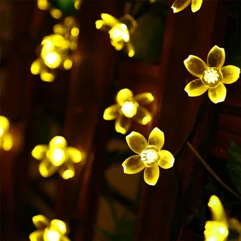 Peach Kvetinové Girlandy NÁS EÚ UK Plug LED Rozprávkových Svetiel Pre Vonkajšie Vnútorné Svadobné, Vianočné Party Dekorácie Ružová, Fialová, Multicolor