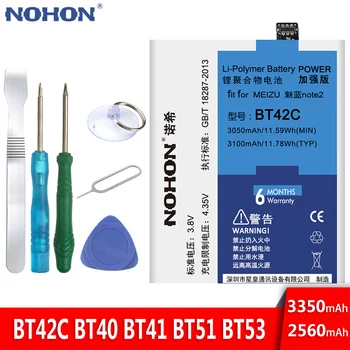 Pôvodné NOHON BT40 BT41 BT51 BT42C BT53 Batérie Pre Meizu MX4 MX5 MX6 Pro M2 Poznámka PRO 6S M575M M575U Skutočný High Capacity Bateria