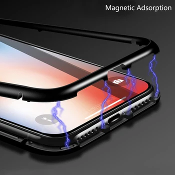 Nové Magnetické Dvojité Adsorpcie Kovové Telefónne Prípade Pre Xiao Redmi Poznámka 7 5 6 Pro 6A Mi 9 8 SE POCO F1 Tvrdeného Skla Magnet Kryt