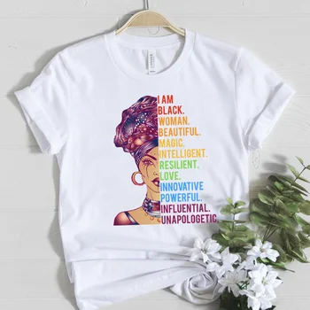 Melanín Kráľovná Žena T-shirt som Čierna Žena Krásna Kúzlo Dúhy LGBT Graphic Tee tričko Ženy Ullzang Africké Dievča, t košele