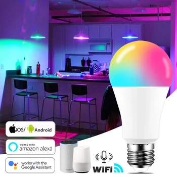 E27 RGB WIFI LED Žiarovka AC85-265V Osvetlenie 15W RGB Lampada Vymeniteľné Farebné RGBWW LED Žiarovka s Diaľkovým+Pamäť Režim pre Domáce Svetlo