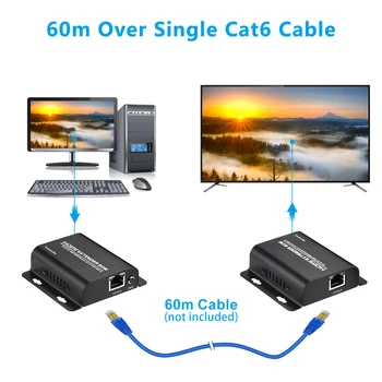 60 m HDMI Extender jediným Cat 5E/6/7 Full Hd 1080P S Hlbokými Farba, EDID Kópia