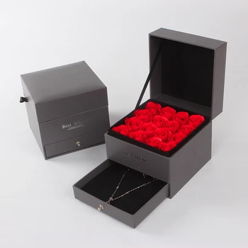 Večný Rose Akrylové Ozdoby Box 2 Podlažia Náhrdelník Šperky Box Mydlo, Pena Rose Latex Box Valentína Svadobné Party Darček