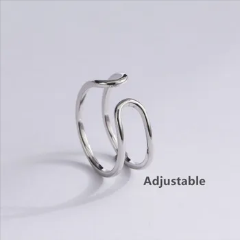 2019 Podpora Kovové Krúžky Anillos Krúžok Zjednodušené Geometrické Dvojité Prst Prsteň Za Šperky Hot Predaj